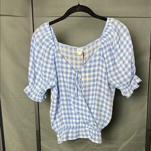 Blue Gingham Women's Top